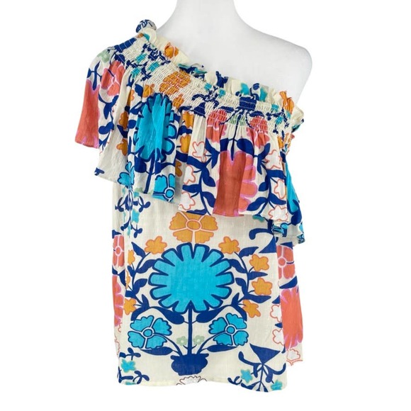 NWT - RACHEL ROY One Shoulder Blouse Retro Floral - Size XS - Picture 1 of 10